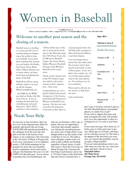 SABR, Women in Baseball 2011 Fall Issue