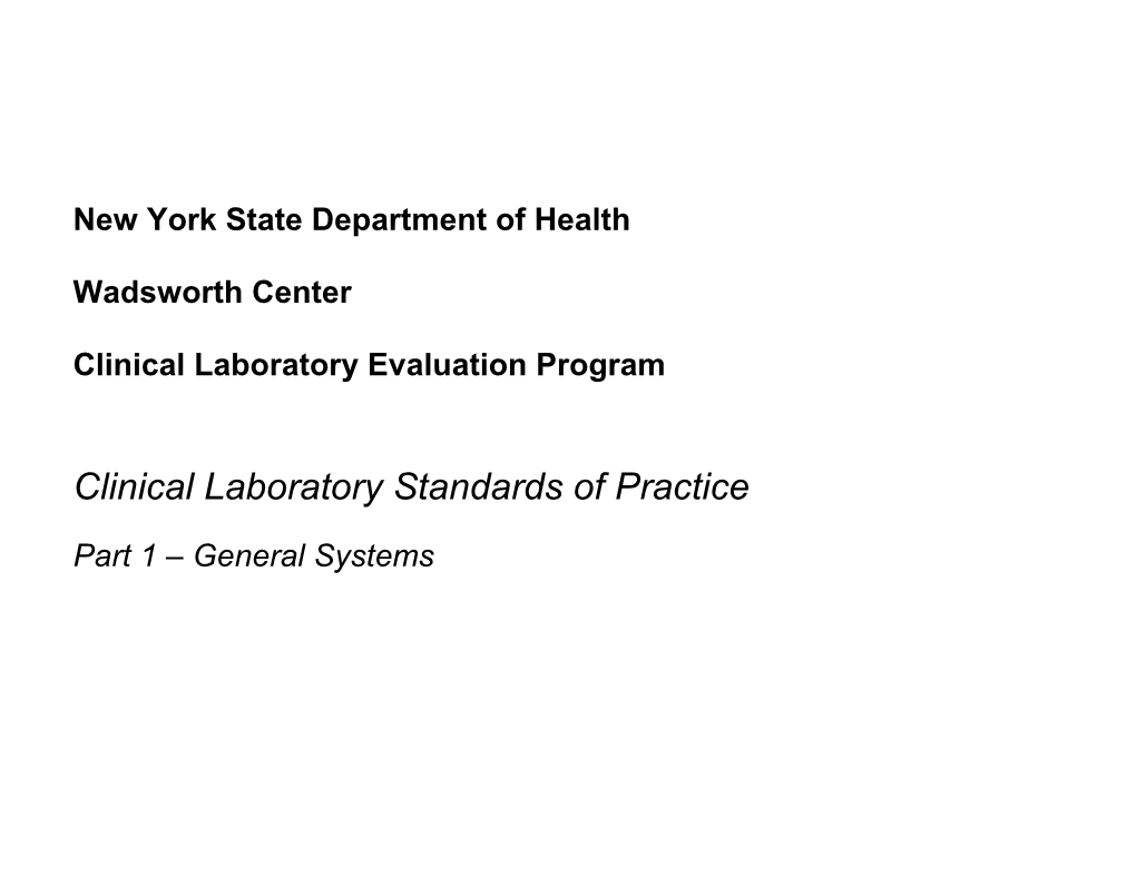 Clinical Laboratory Standards of Practice