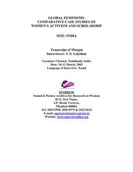 Global Feminisms: Comparative Case Studies of Women’S Activism and Scholarship