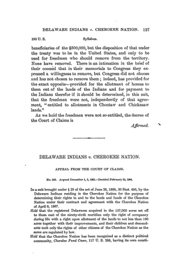 Delaware Indians V. Cherokee Nation, 193 US