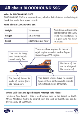 What Is BLOODHOUND SSC? BLOODHOUND SSC Is a Supersonic Car, Which a British Team Are Building to Break the World Land Speed Record