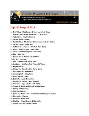 Top 100 Songs of 2013