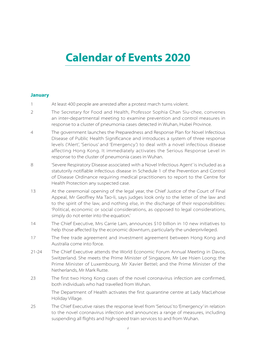 Calendar of Events 2020