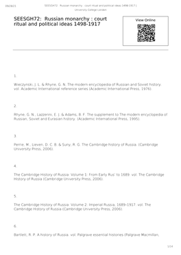 Russian Monarchy : Court Ritual and Political Ideas 1498-1917 | University College London