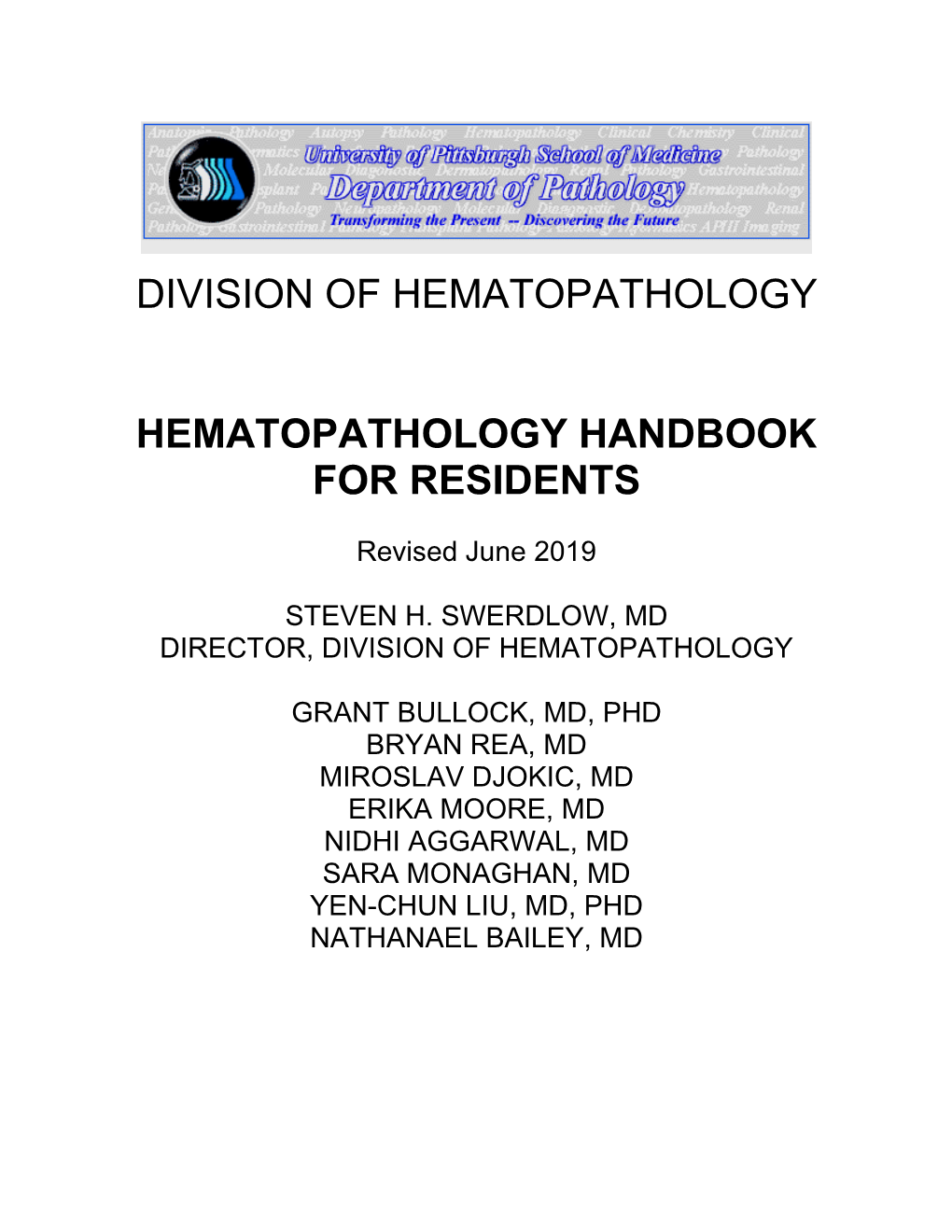 Hematopathology Resident / Fellow Manual