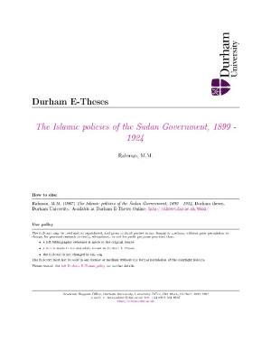 The Islamic Policies of the Sudan Government, 1899 - 1924