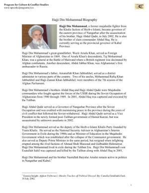Hajji Din Mohammad Biography