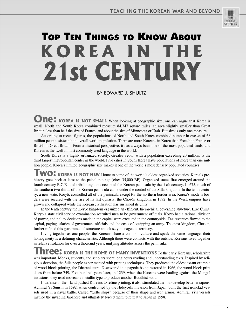 TOP TEN THINGS to KNOW ABOUT KOREA in the 21St CENTURY by EDWARD J