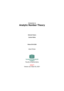 Analytic Number Theory