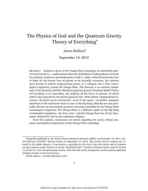 The Physics of God and the Quantum Gravity Theory of Everything∗