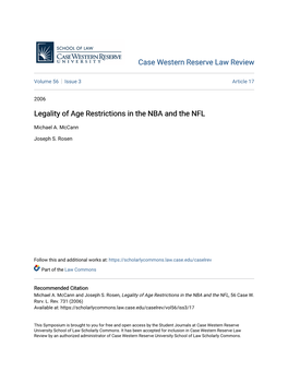 Legality of Age Restrictions in the NBA and the NFL