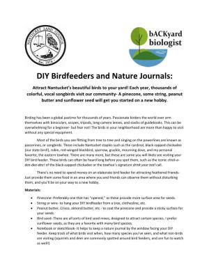 DIY Birdfeeders and Nature Journals