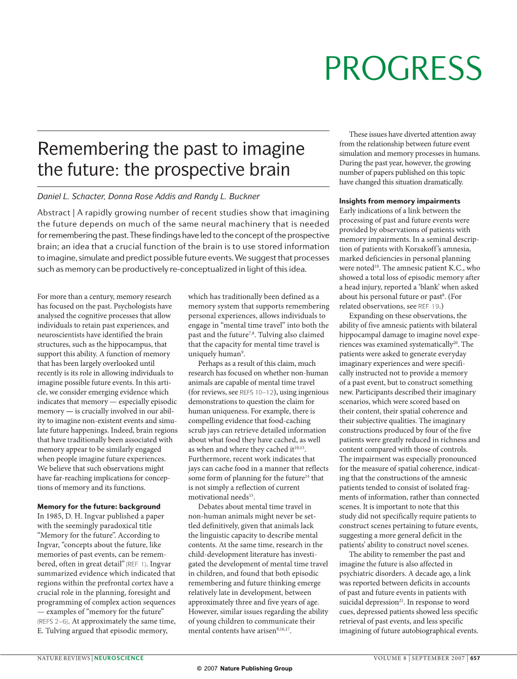 Remembering the Past to Imagine the Future: the Prospective Brain