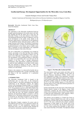 Geothermal Energy: Development Opportunities for the Miravalles Area, Costa Rica