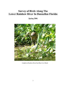 Survey of Birds on the Lower Rainbow River in Dunnellon Florida