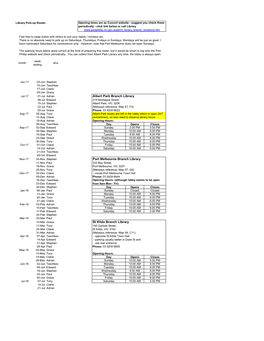 Library Roster to July 18