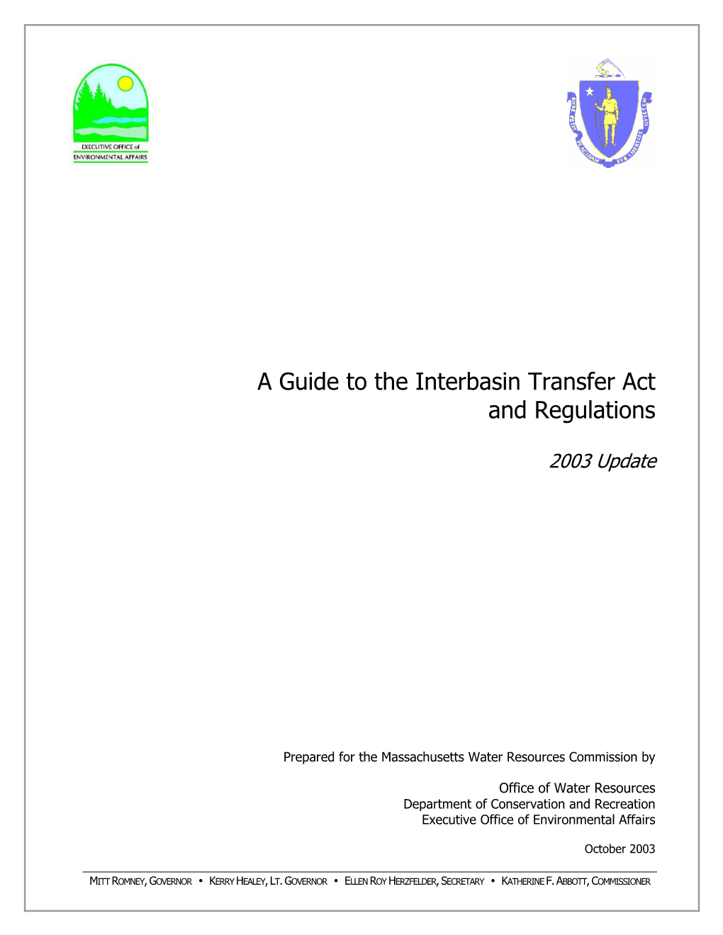 A Guide to the Interbasin Transfer Act and Regulations