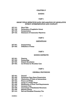 27-1 Chapter 27 Zoning Part 1 Short Title