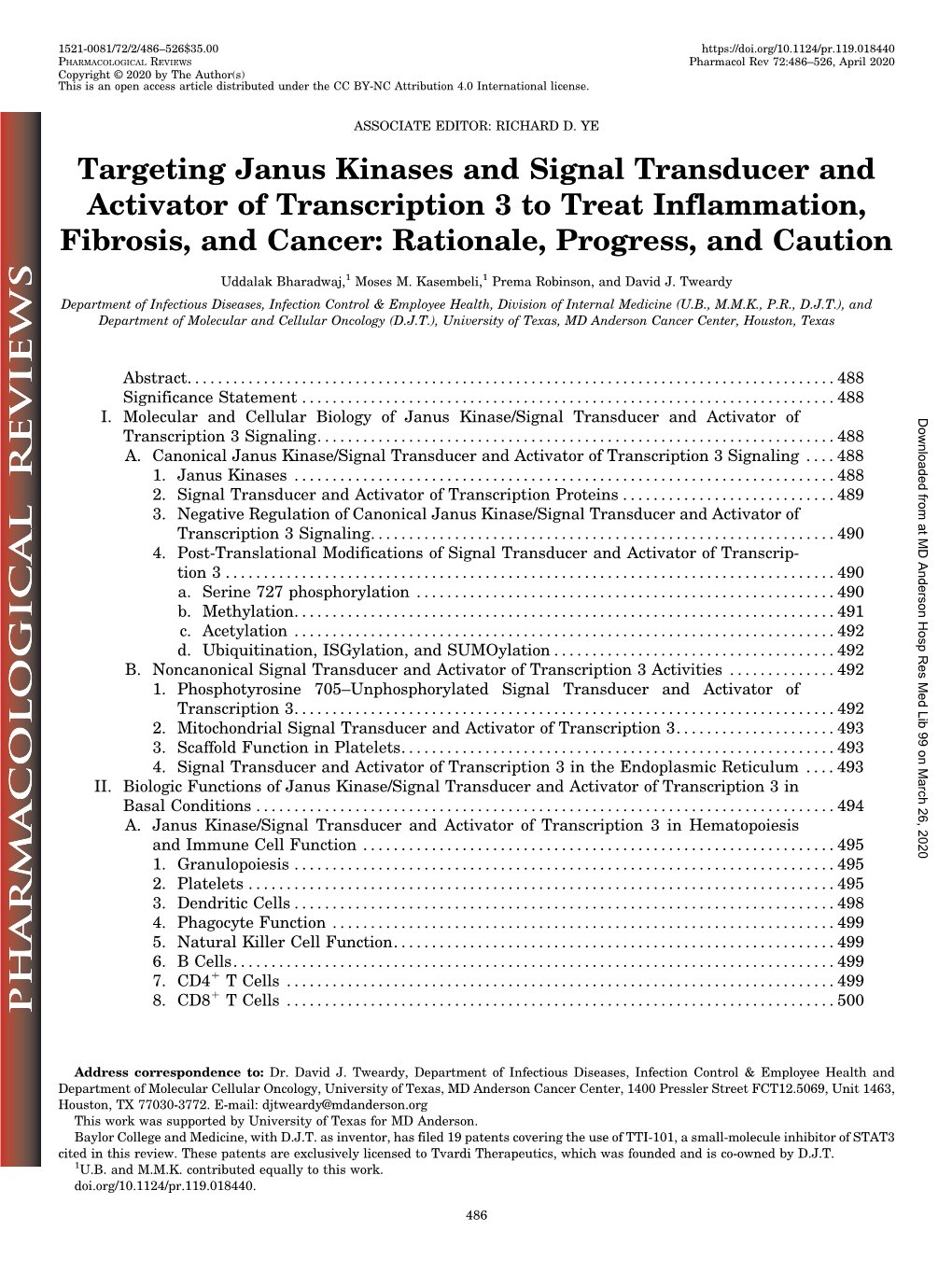 Targeting Janus Kinases and Signal Transducer and Activator of Transcription 3 to Treat Inflammation, Fibrosis, and Cancer: Rationale, Progress, and Caution