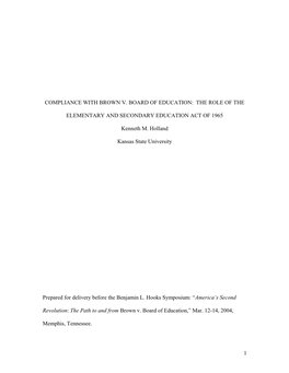 Compliance with Brown V. Board of Education: the Role of The