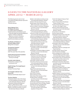 Loans to the National Gallery April 2012 – March 2013