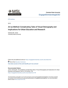 Art As Method: Complicating Tales of Visual Stenography and Implications for Urban Education and Research