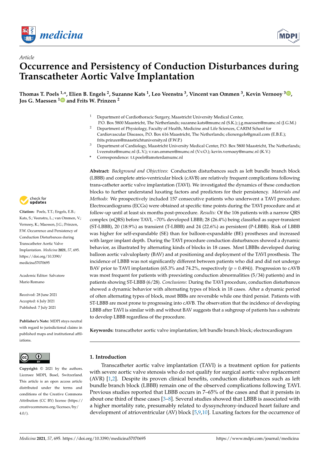 Occurrence and Persistency of Conduction Disturbances During Transcatheter Aortic Valve Implantation