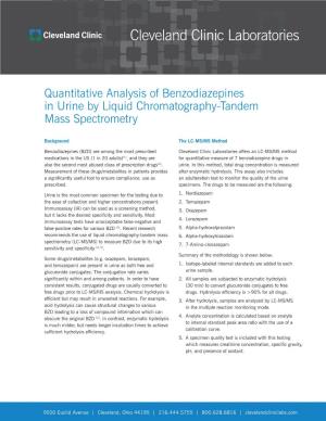 Quantitative Analysis of Benzodiazepines in Urine by Liquid Chromatography-Tandem Mass Spectrometry