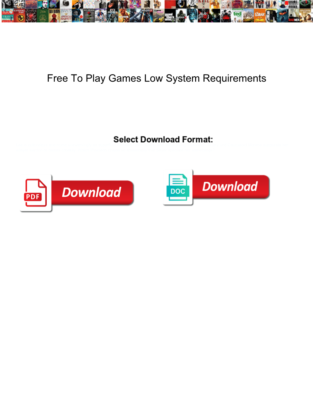 Free to Play Games Low System Requirements