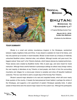 BHUTAN: Birding in “Shangri-La”