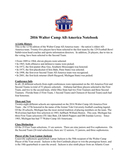 2016 Walter Camp All-America Notebook