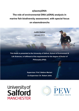 Edna) Analysis in Marine Fish Biodiversity Assessment, with Special Focus on Elasmobranchs