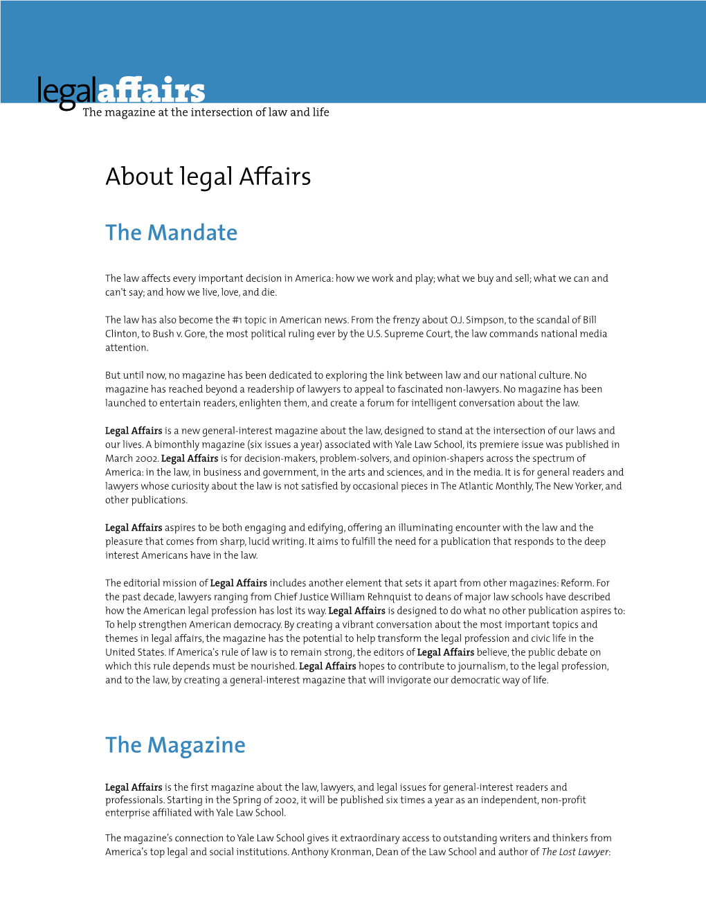 About Legal Affairs � the Mandate