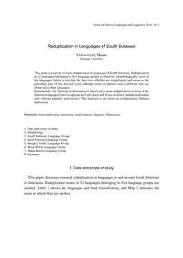 Reduplication in Languages of South Sulawesi
