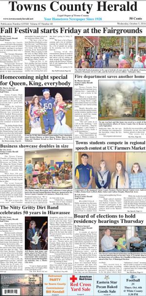 Fall Festival Starts Friday at the Fairgrounds by Lily Avery and Nightly Live Musical Acts in Day That’S Going to Bring 31 Towns County Herald the Anderson Music Hall