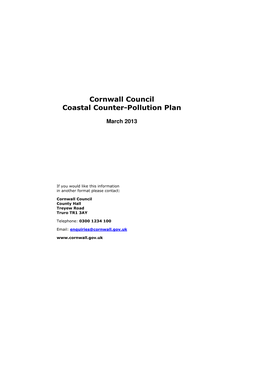 Cornwall Council Coastal Counter Pollution Plan