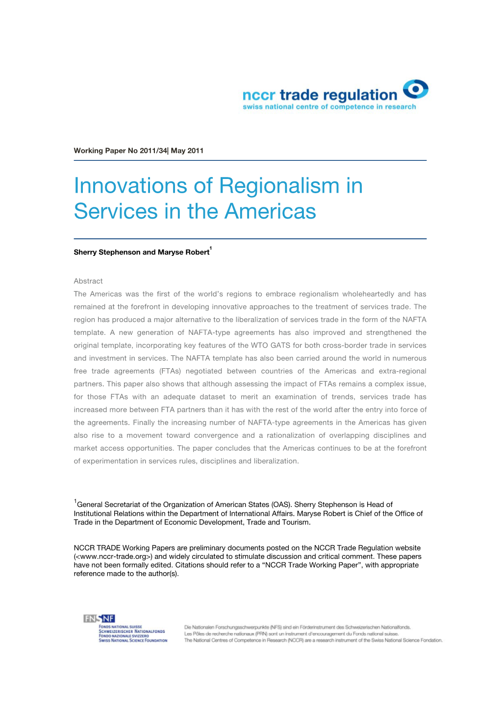 Innovations of Regionalism in Services in the Americas