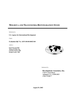 Moldova and Transnistria Reintegration Study