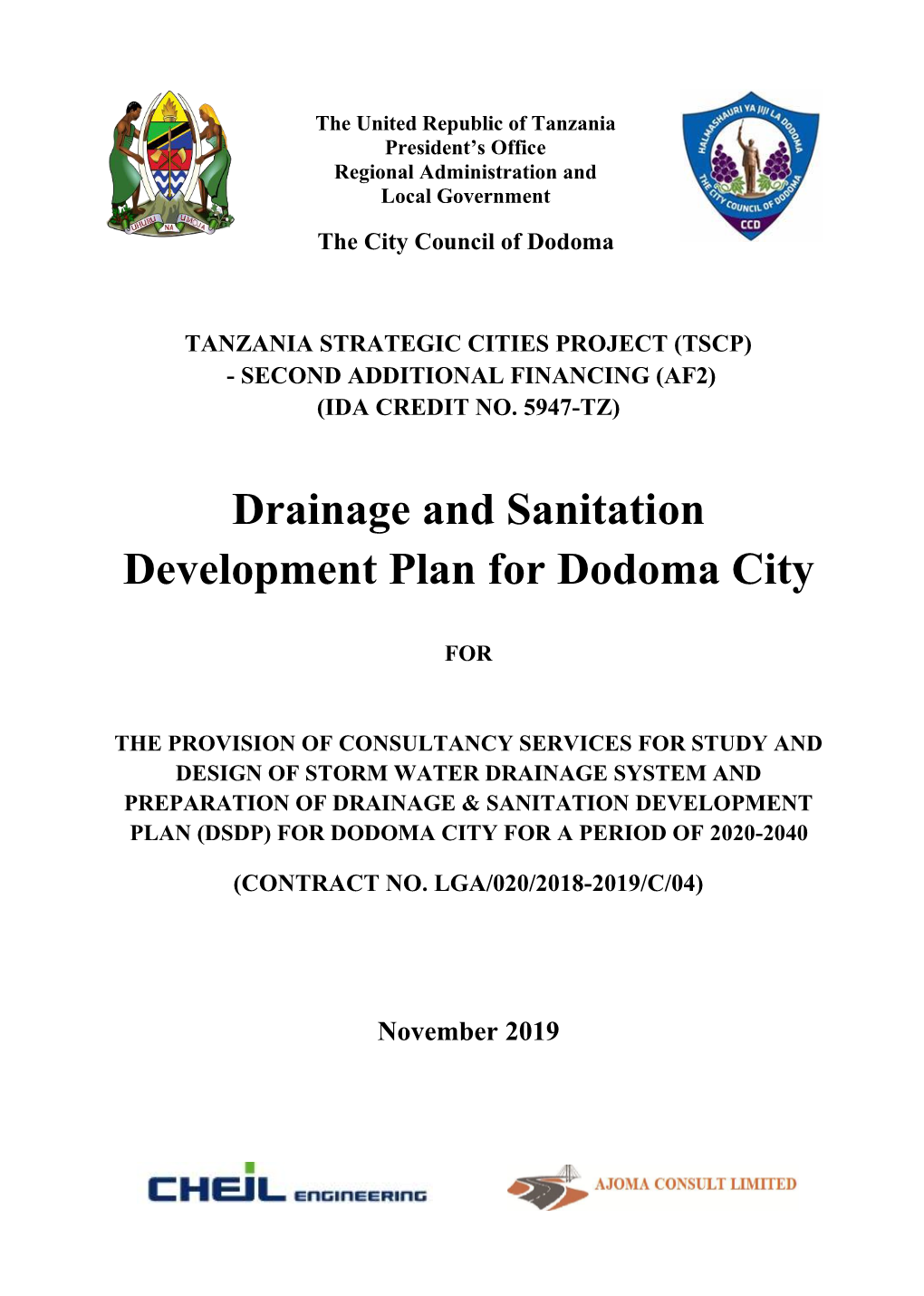 Drainage and Sanitation Development Plan for Dodoma City