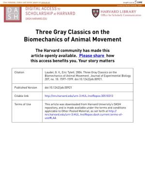 Three Gray Classics on the Biomechanics of Animal Movement