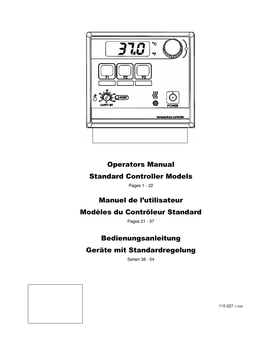 Operators Manual Standard Controller Models Pages 1 - 22
