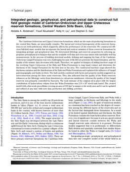 Integrated Geologic, Geophysical, and Petrophysical Data to Construct Full Field Geologic Model of Cambrian-Ordovician and Upper