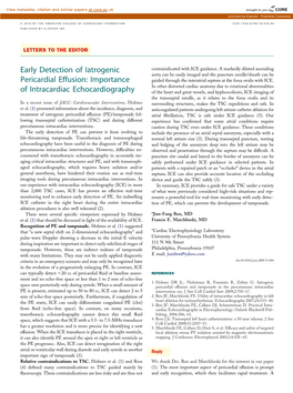 Early Detection of Iatrogenic Pericardial Effusion