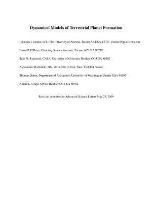 Dynamical Models of Terrestrial Planet Formation