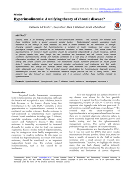 Hyperinsulinemia: a Unifying Theory of Chronic Disease?