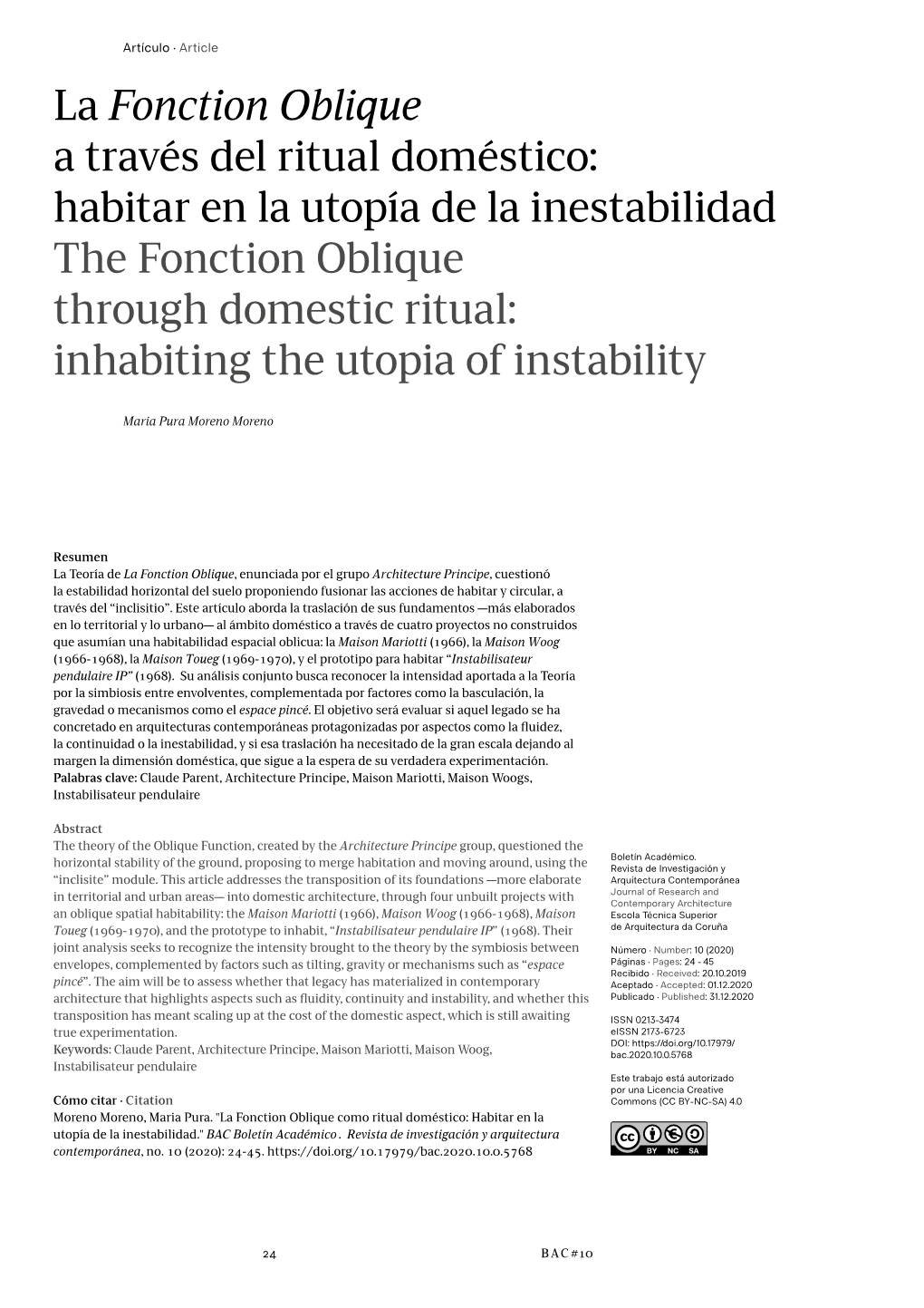 La Fonction Oblique a Través Del Ritual Doméstico: Habitar En La Utopía De