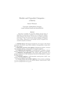 Module and Comodule Categories - a Survey