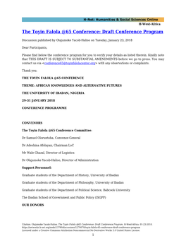 Draft Conference Program