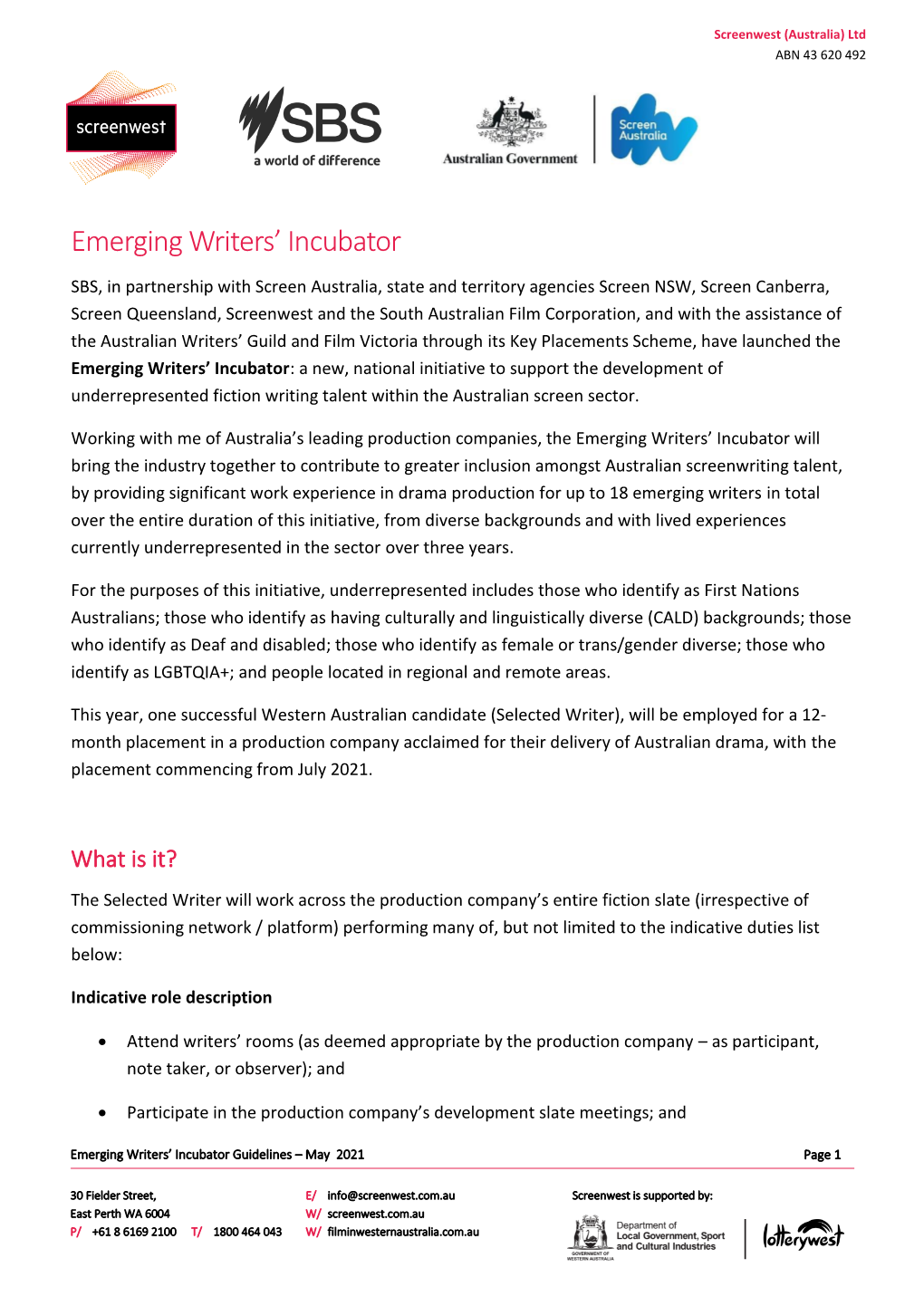 Emerging Writers' Incubator