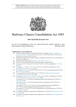 Railways Clauses Consolidation Act 1845